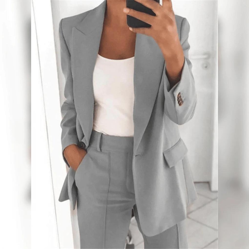 Women's Formal Suit | Open-Front Blazer, Straight Leg