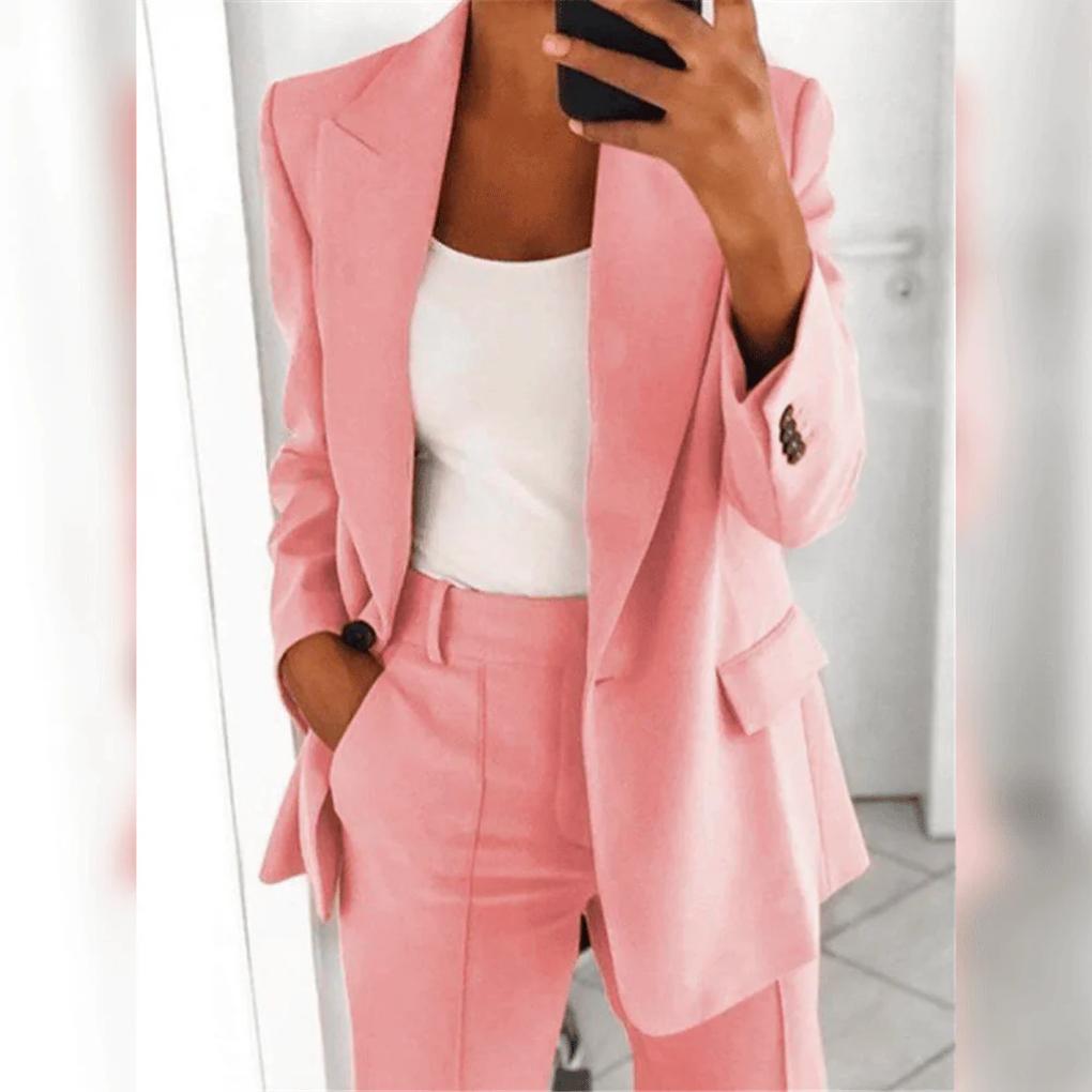 Women's Formal Suit | Open-Front Blazer, Straight Leg