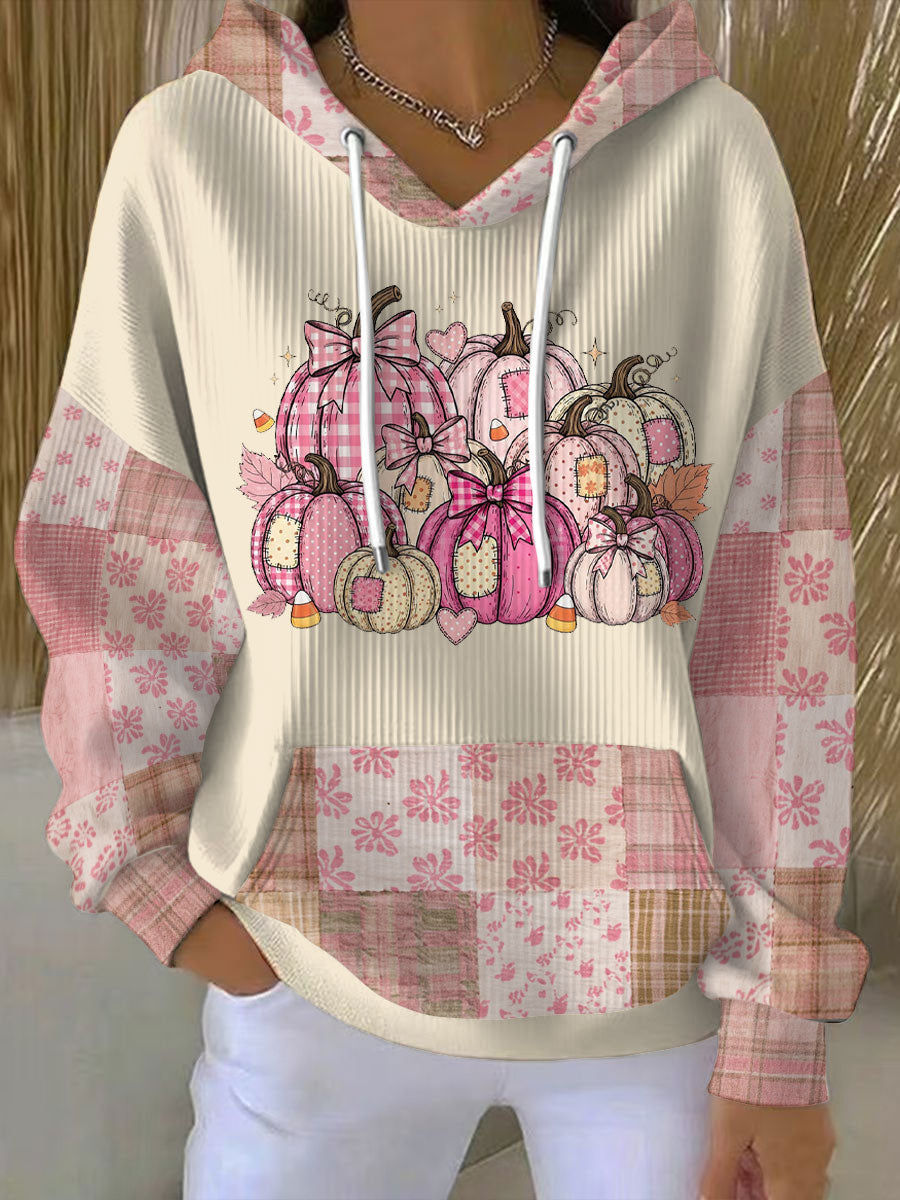 Women's Graphic Hoodie | Pumpkin Patchwork Detail 1