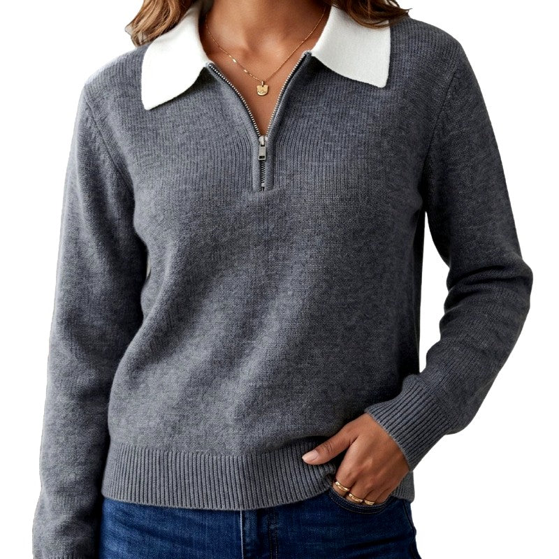 Deborah - Women’s Half-Zip Knit Polo Sweater 7