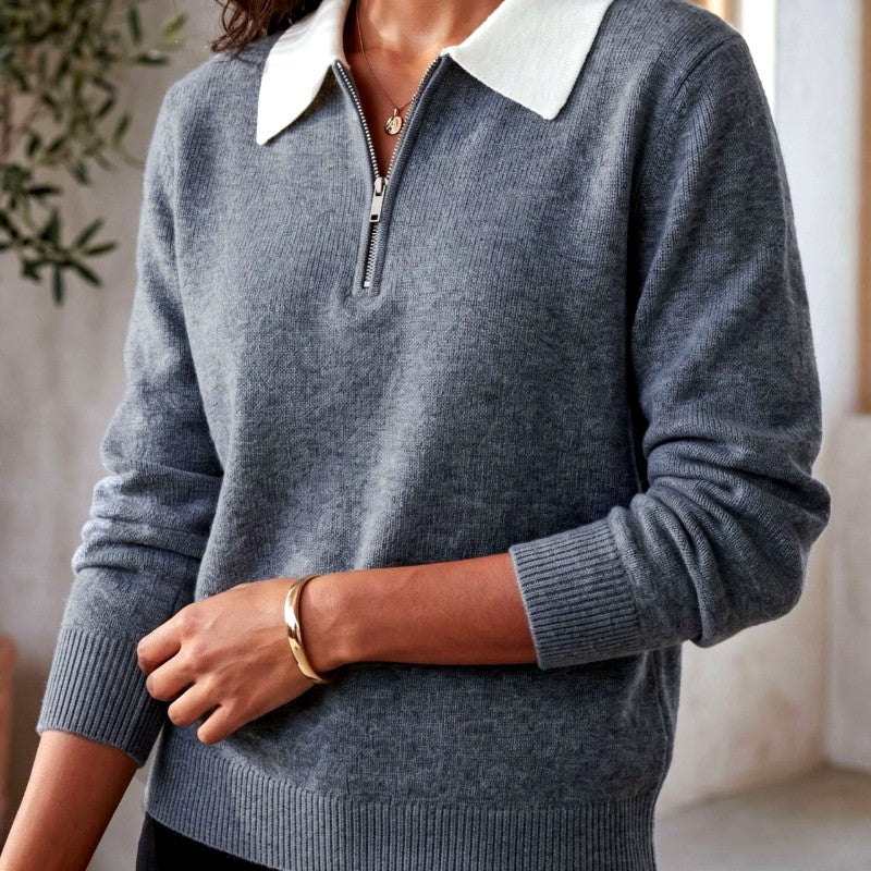 Deborah - Women’s Half-Zip Knit Polo Sweater 1