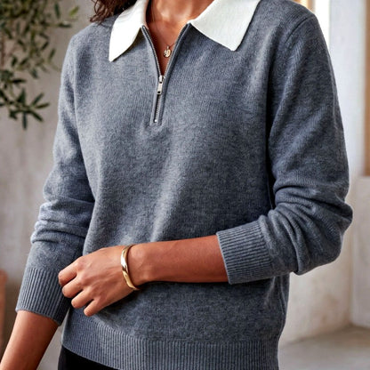 Deborah - Women’s Half-Zip Knit Polo Sweater 1