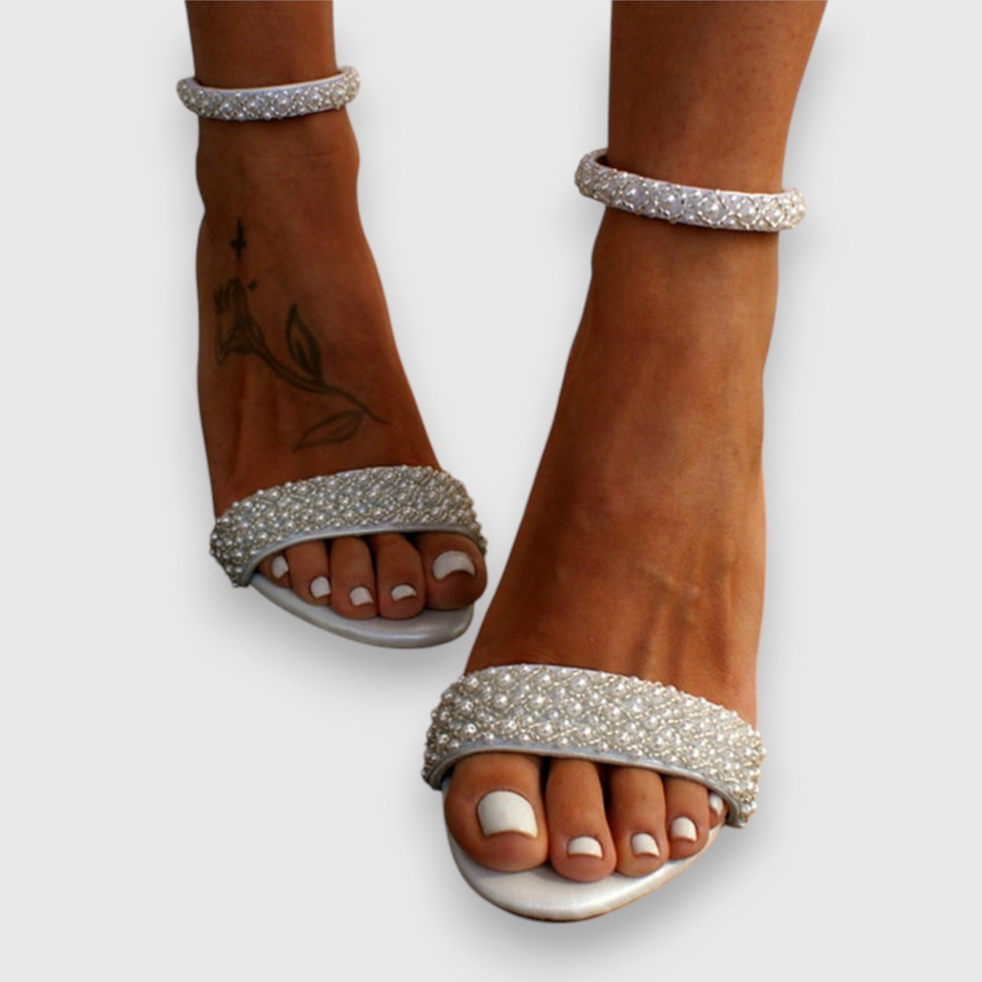 Women's Heels | Crystal Straps, Square Toe Block Heel