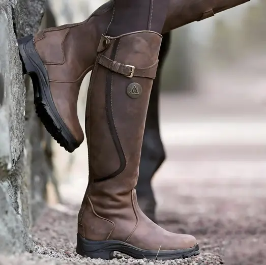 Women's High Boots | Buckled Calf Strap, Treaded Sole