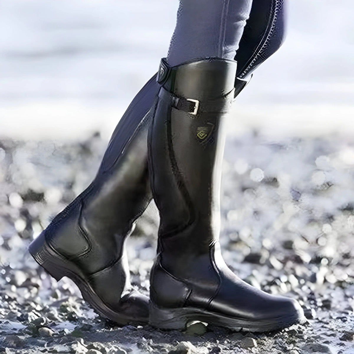 Women's High Boots | Buckled Calf Strap, Treaded Sole