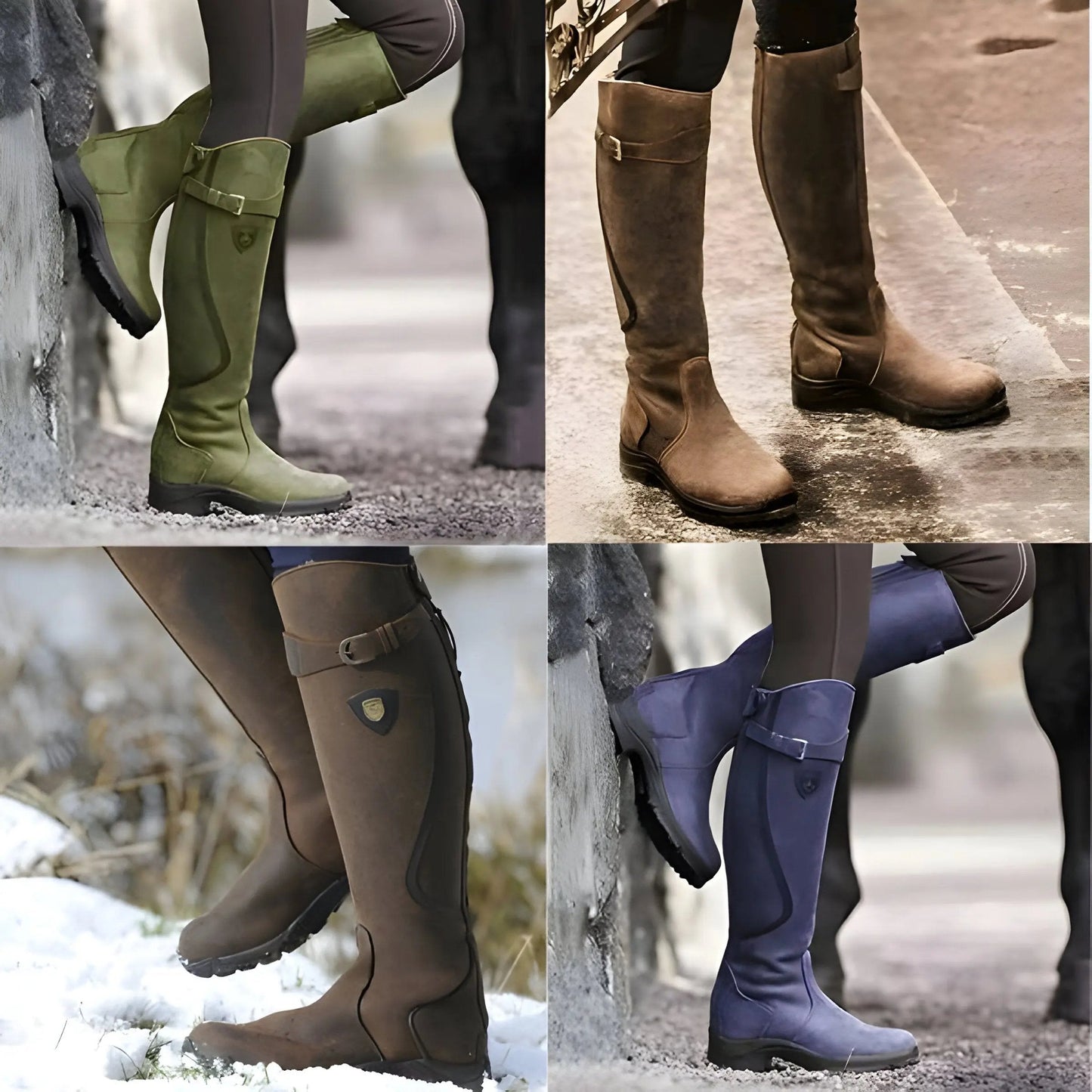 Women's High Boots | Buckled Calf Strap, Treaded Sole