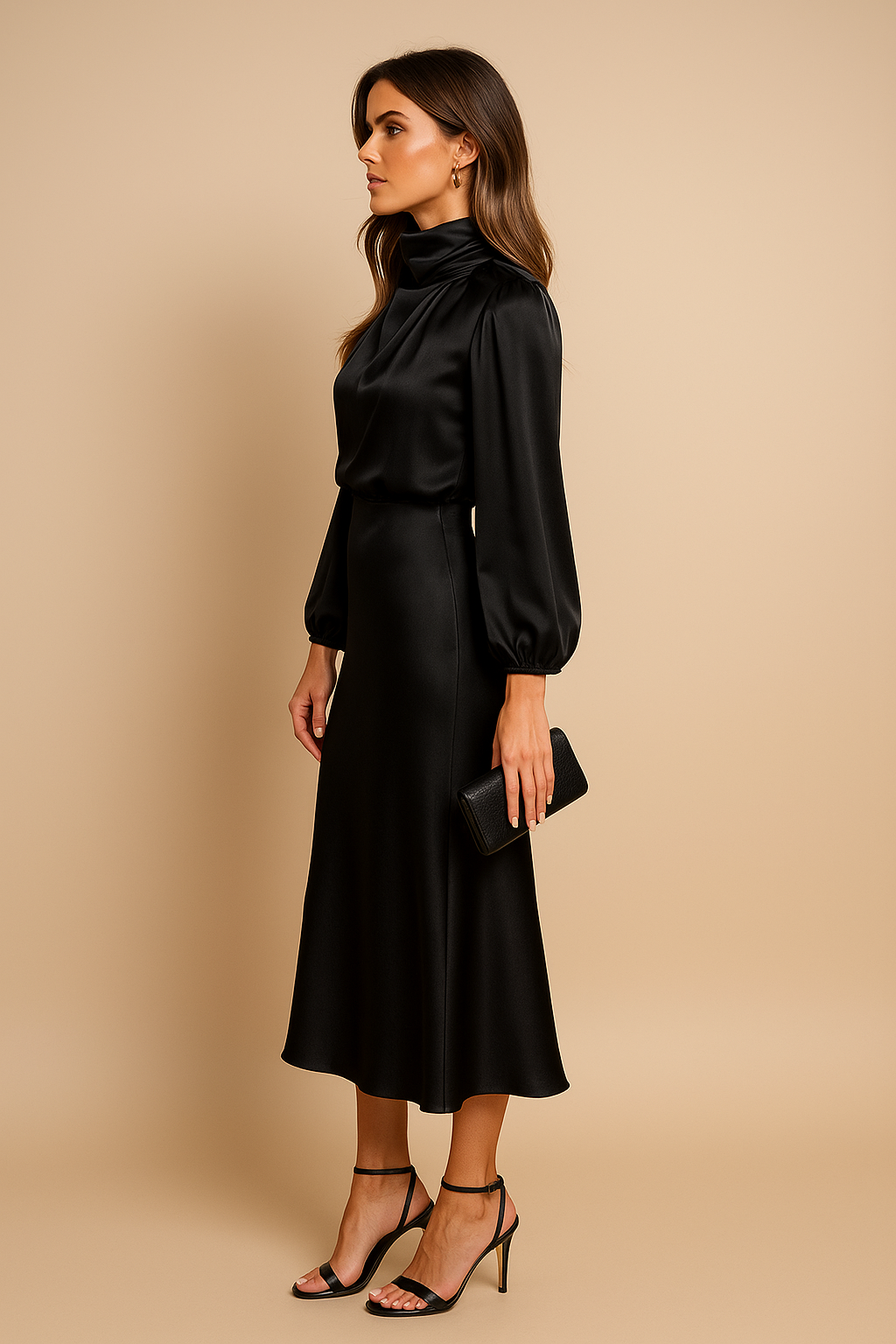 Chic High Neck Midi Dress for Stylish Occasions