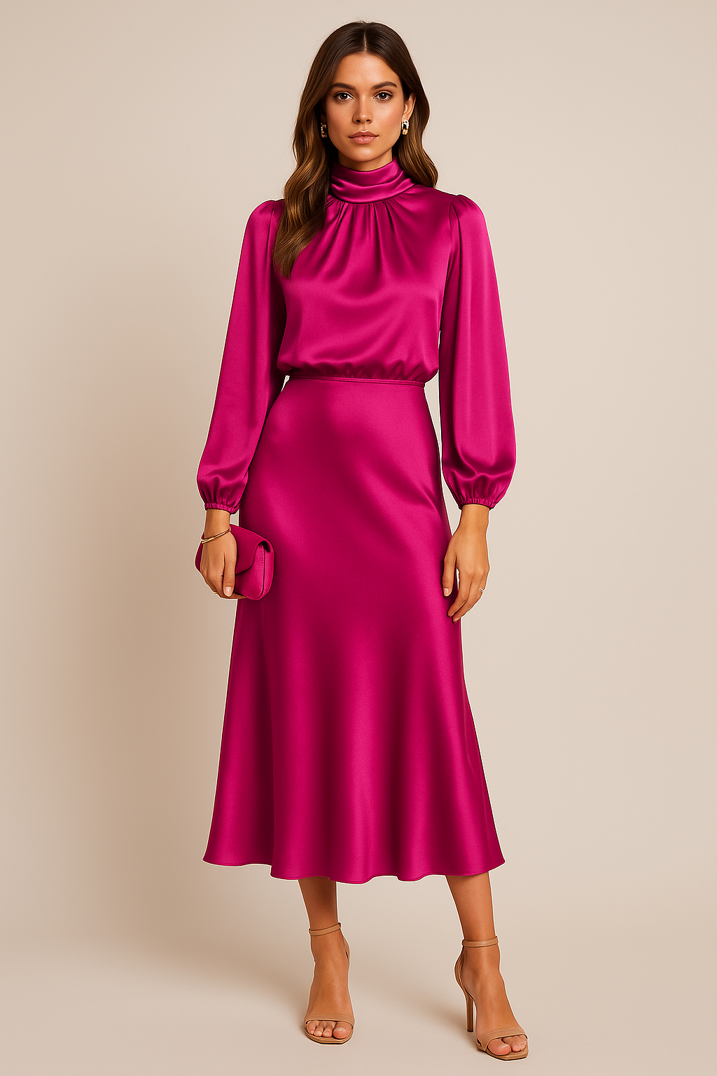 Chic High Neck Midi Dress for Stylish Occasions
