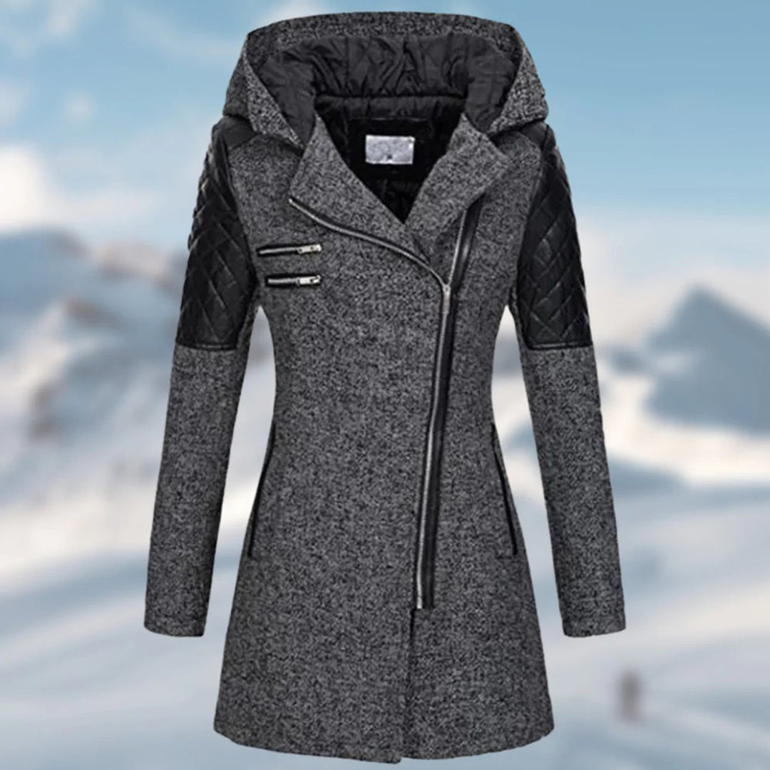 Women's Hooded Winter Coat | Belted Waist & Asymmetric Hem