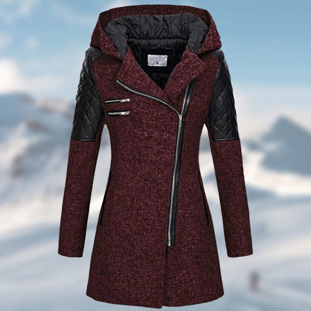 Women's Hooded Winter Coat | Belted Waist & Asymmetric Hem