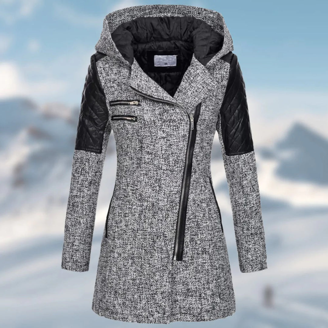 Women's Hooded Winter Coat | Belted Waist & Asymmetric Hem