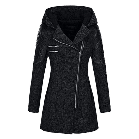 Women's Hooded Winter Coat | Belted Waist & Asymmetric Hem