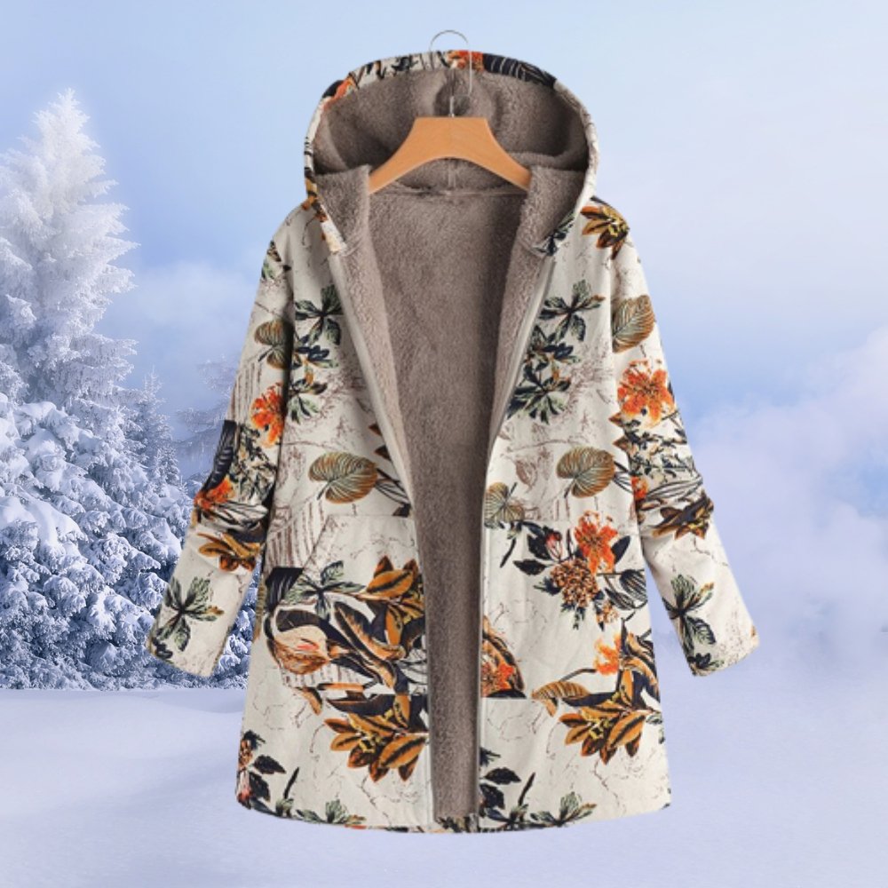 Women's Hooded Winter Coat | Floral & Warm