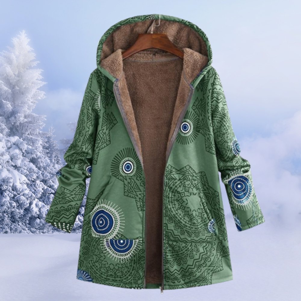 Women's Hooded Winter Coat | Floral & Warm
