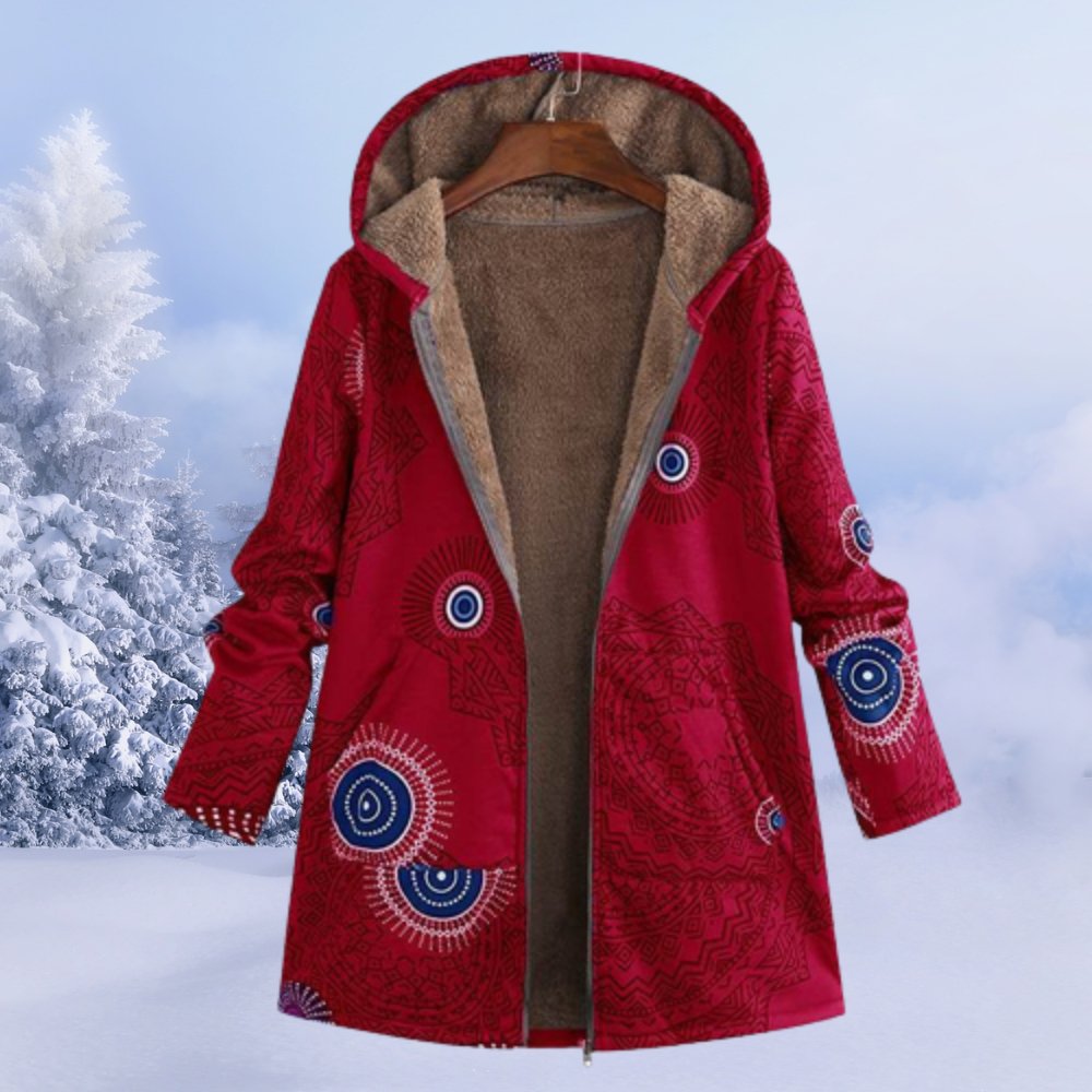 Women's Hooded Winter Coat | Floral & Warm