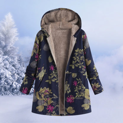 Women's Hooded Winter Coat | Floral & Warm