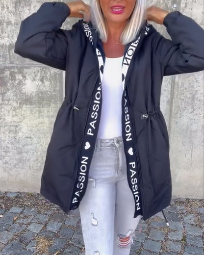 Women's Hoodie | Drawstring Waist, Printed Front Tape