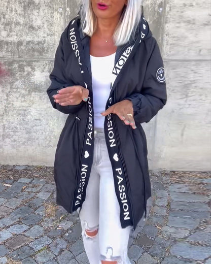 Women's Hoodie | Drawstring Waist, Printed Front Tape