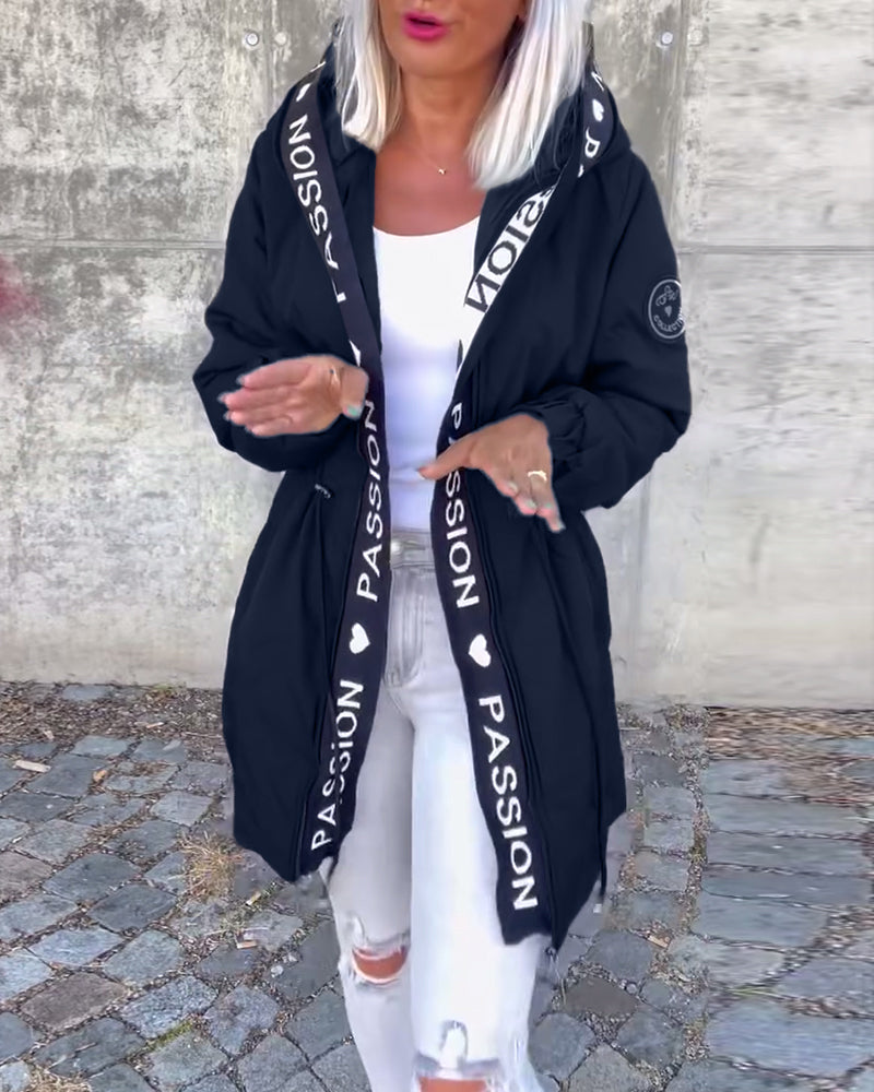 Women's Hoodie | Drawstring Waist, Printed Front Tape