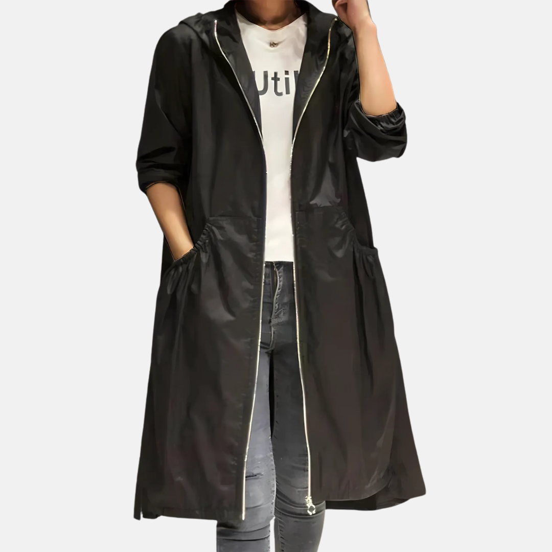 Women's Hoodie | Full-Length Zip, Knee-Length Swing