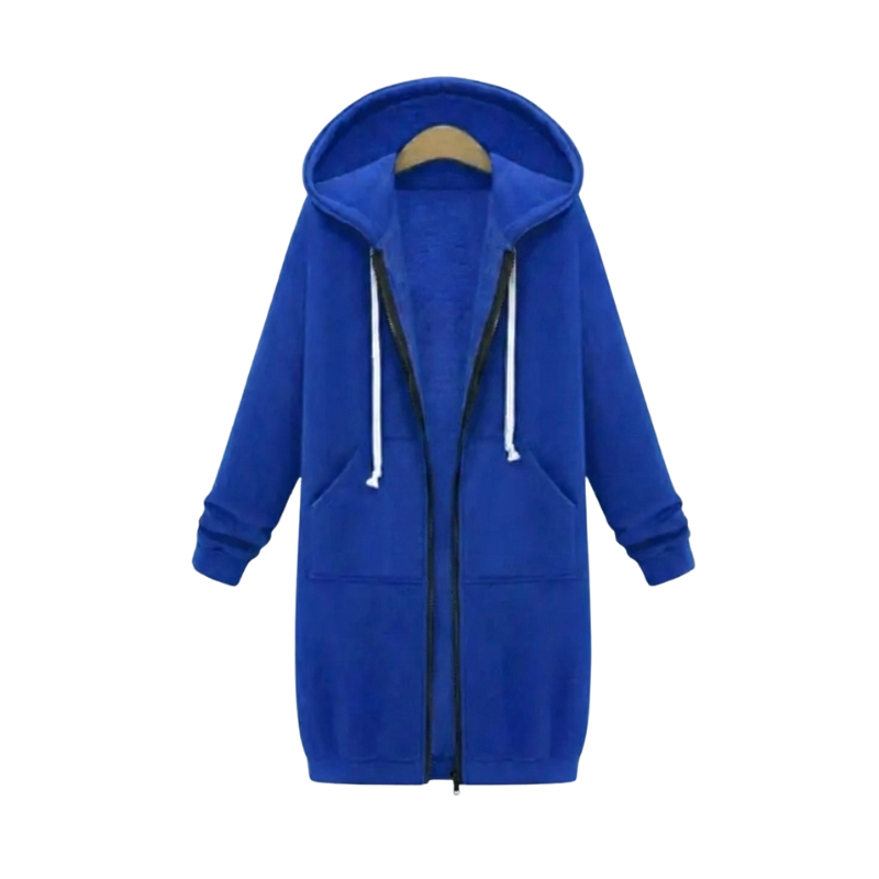 Women's Hoodie | Full-Length Zip, Longline Straight Hem