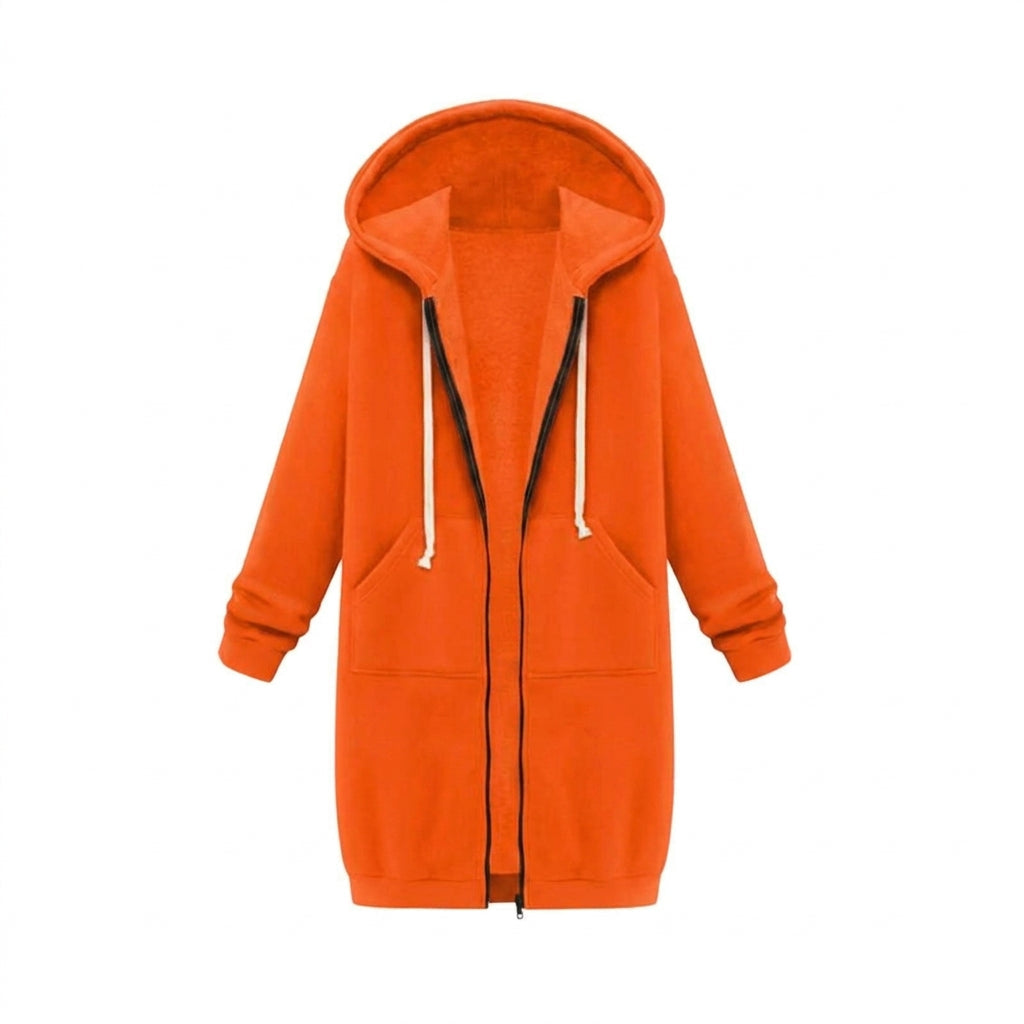 Women's Hoodie | Full-Length Zip, Longline Straight Hem