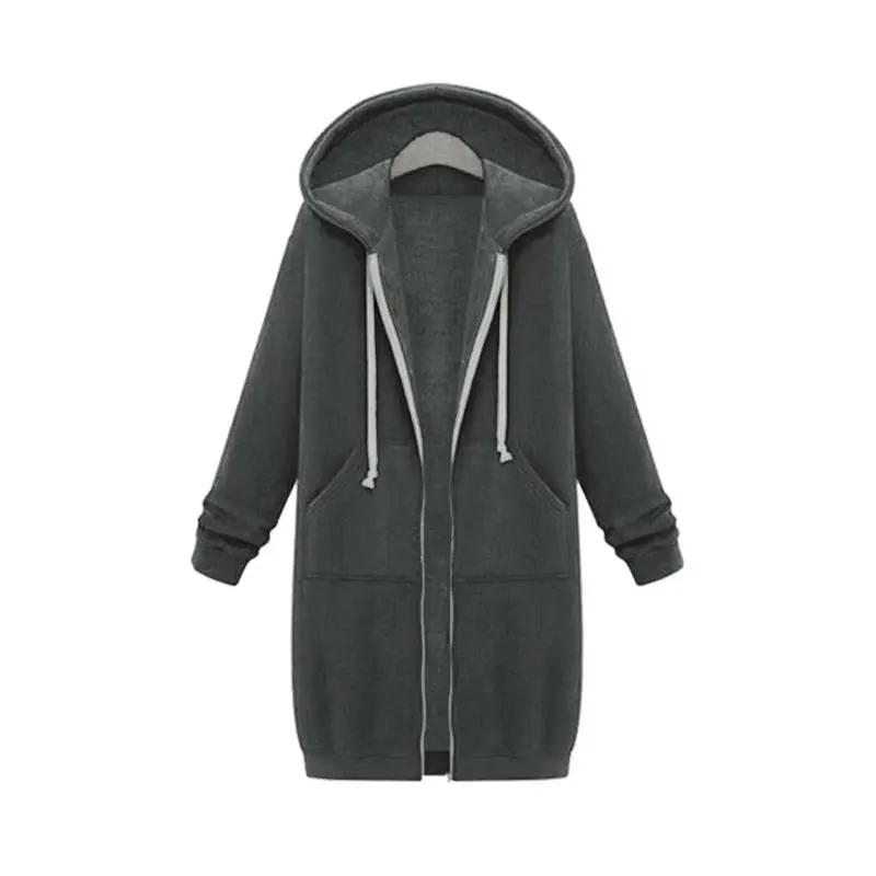 Women's Hoodie | Full-Length Zip, Longline Straight Hem