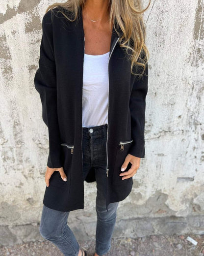 Women's Hoodie | Full-Zip Longline, Zip Pockets
