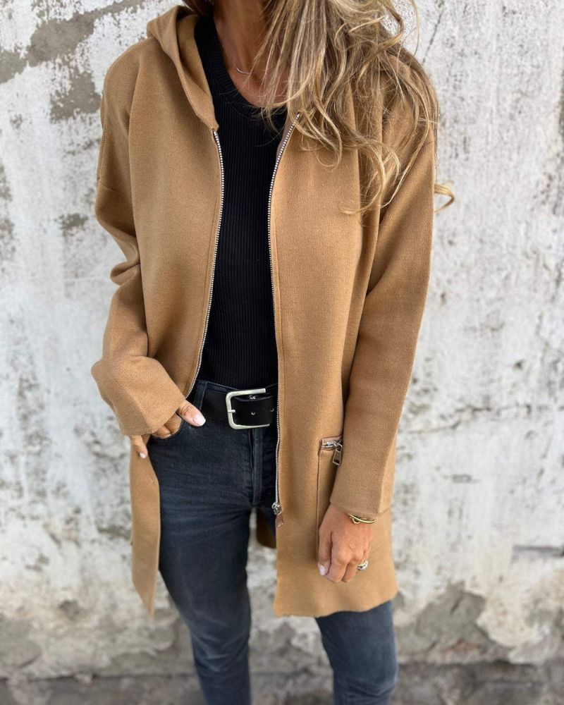 Women's Hoodie | Full-Zip Longline, Zip Pockets