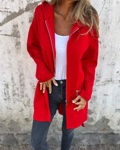 Women's Hoodie | Full-Zip Longline, Zip Pockets