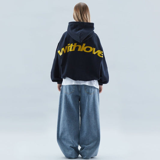 Women's Hoodie | Oversized Curved Back Print, Balloon Sleeves