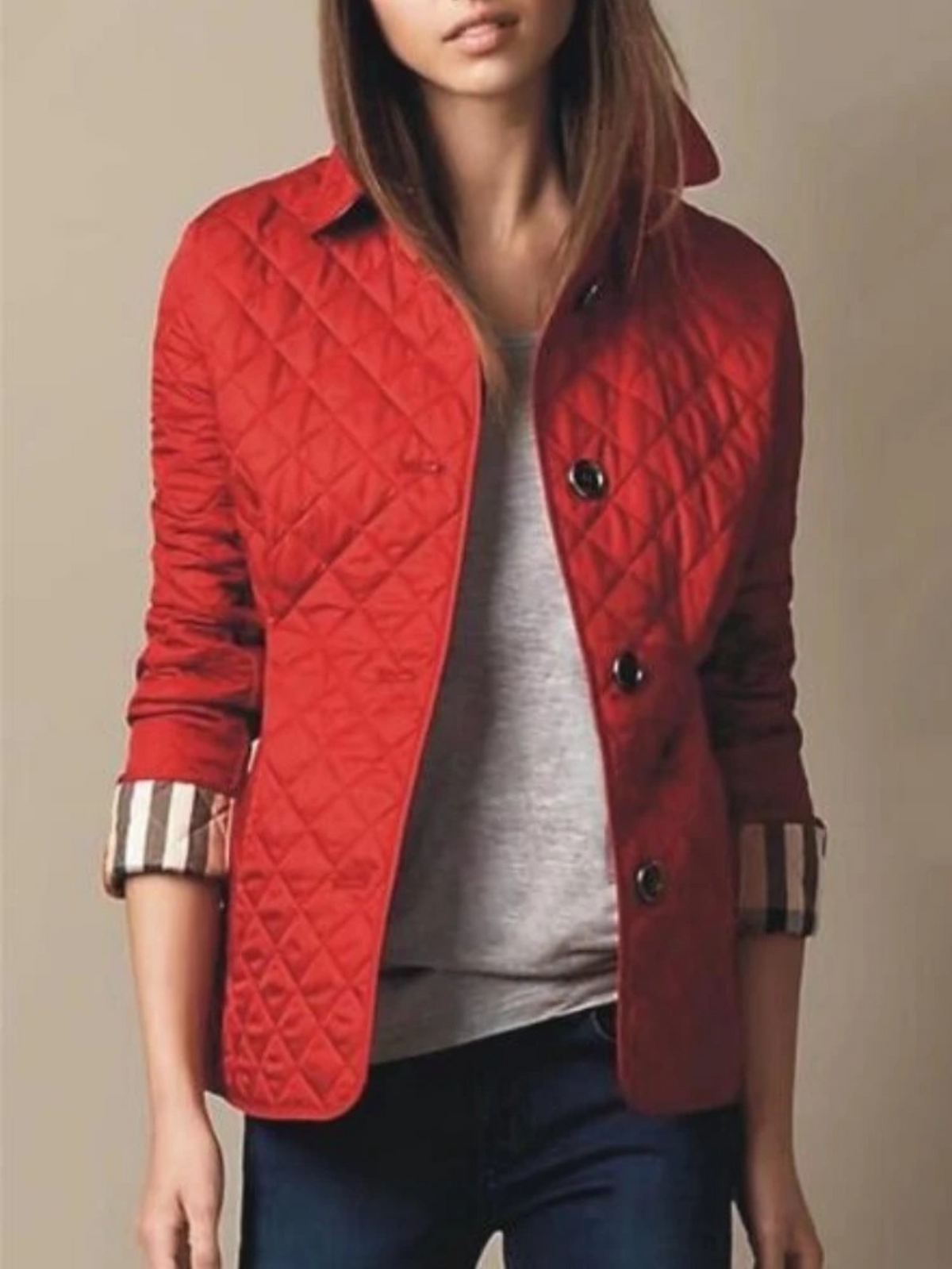Women's Jacket | Diamond Quilting, Press-Stud Front