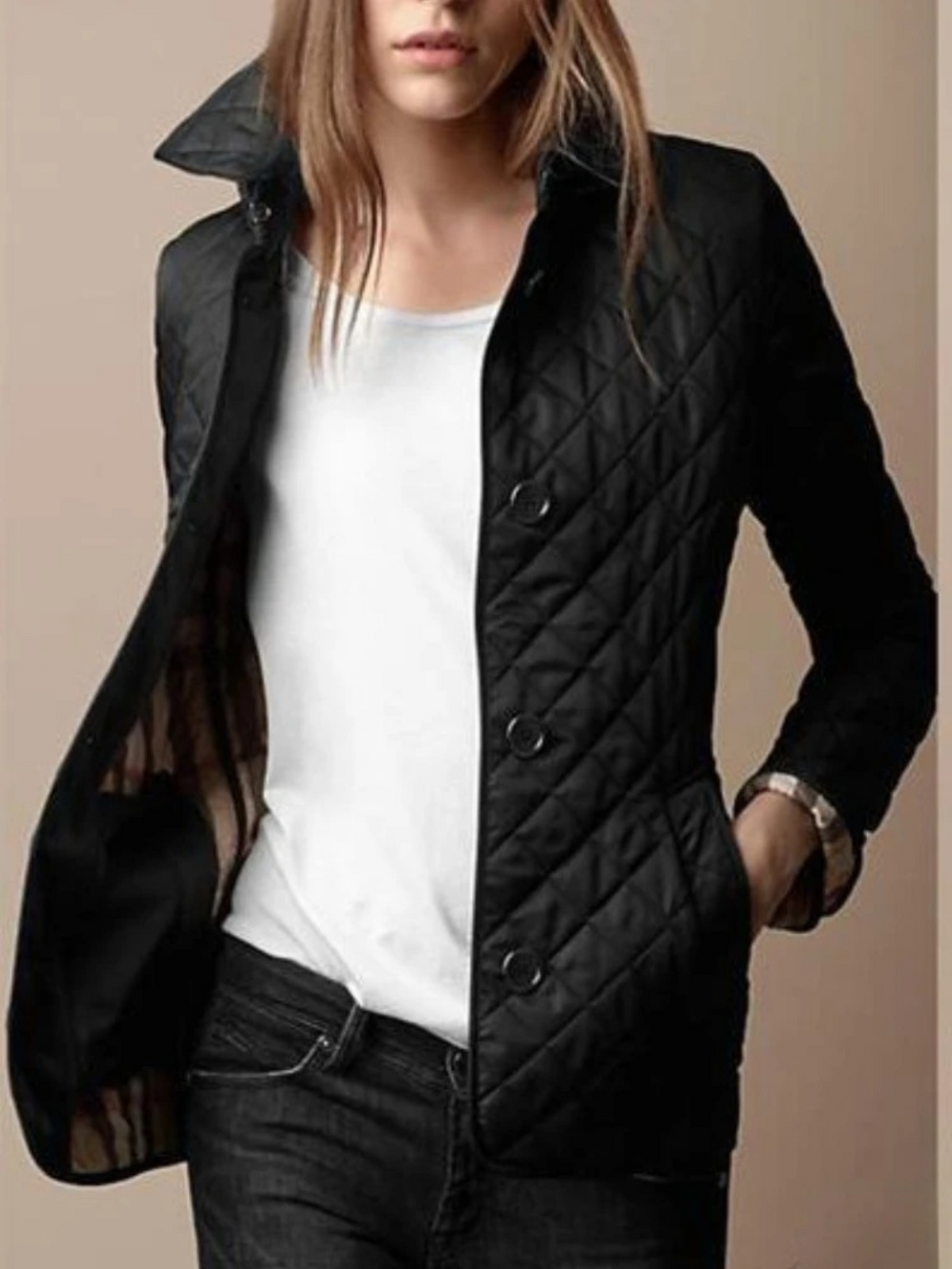 Women's Jacket | Diamond Quilting, Press-Stud Front