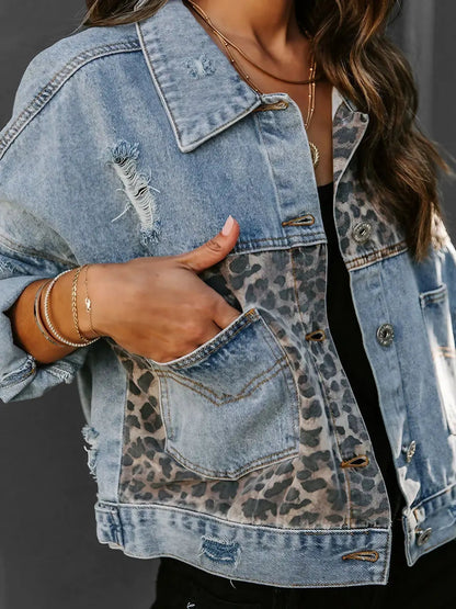 Women's Jacket | Leopard Panels, Cropped Boxy Fit