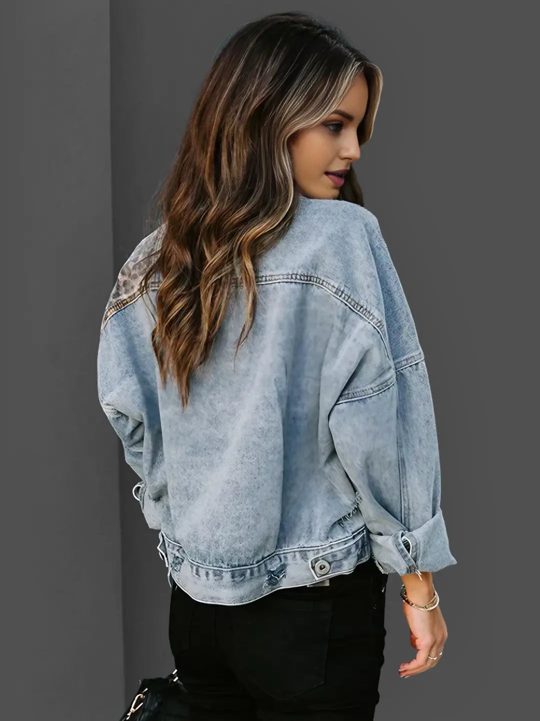 Women's Jacket | Leopard Panels, Cropped Boxy Fit