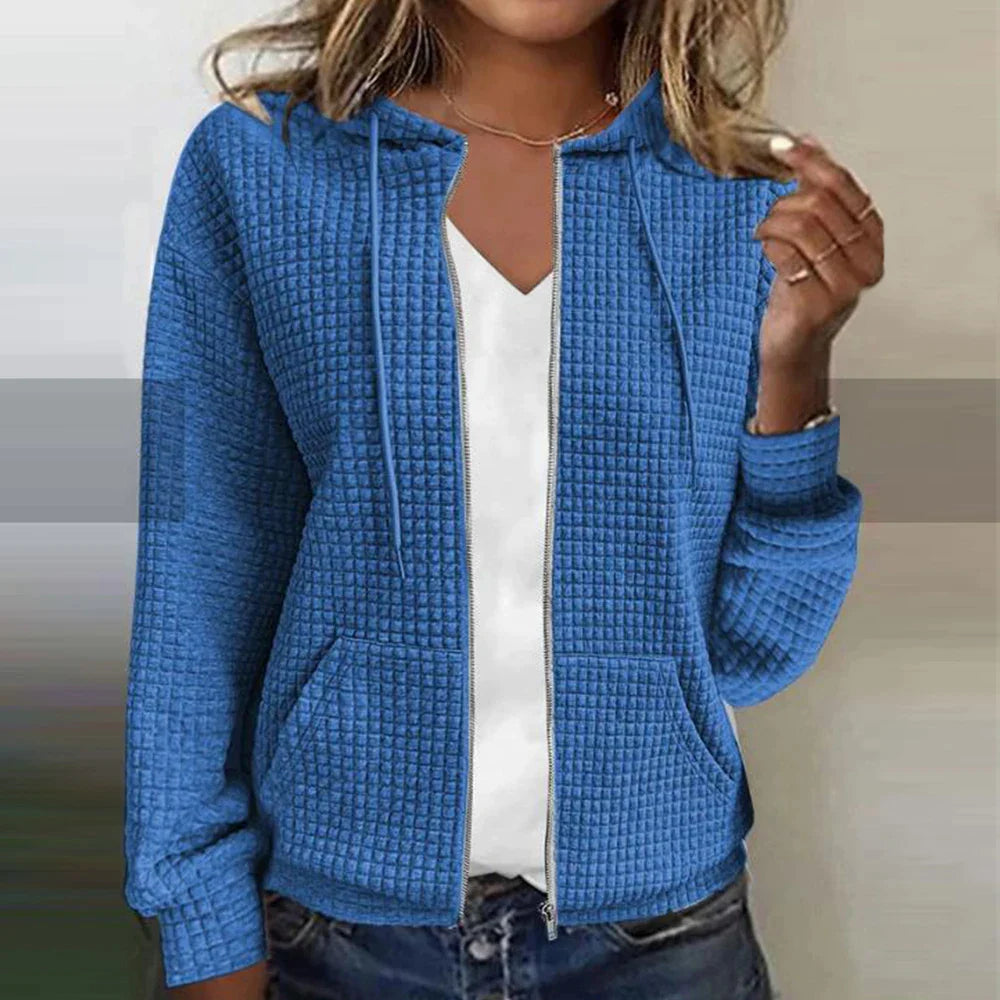 Women's Jacket | Waffle Texture, Zip-Front Hood
