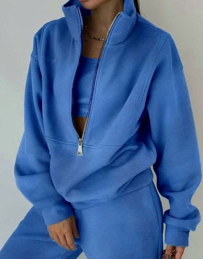 Maribel | Women's Oversized Half-Zip Cropped Jogger Two-Piece Set