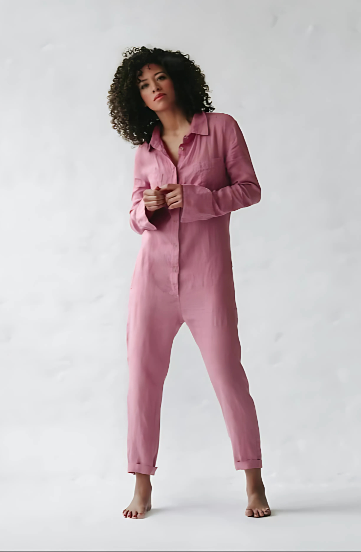 Women's Jumpsuit | Button-Up Collared Utility