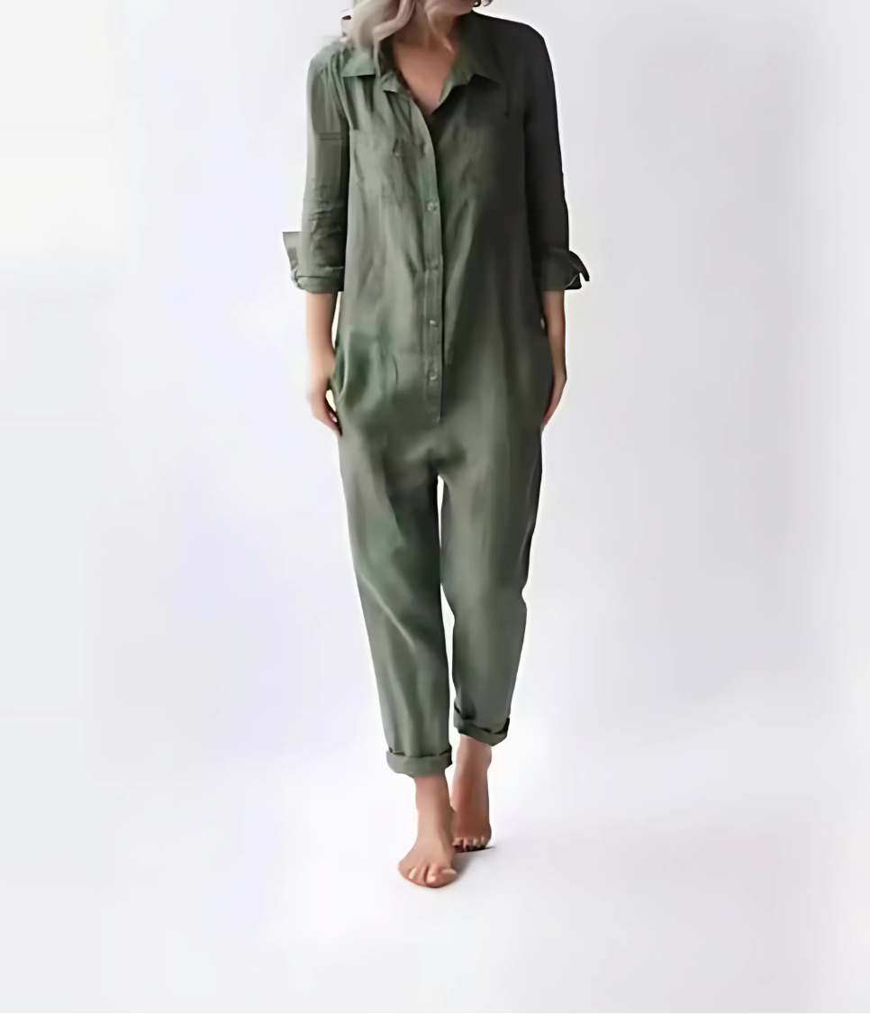 Women's Jumpsuit | Button-Up Collared Utility
