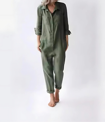 Women's Jumpsuit | Button-Up Collared Utility