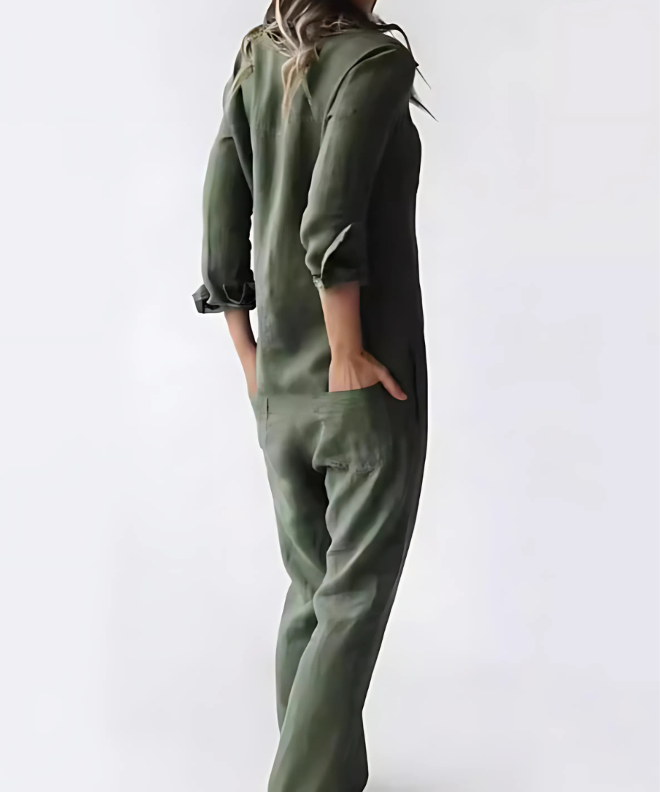 Women's Jumpsuit | Button-Up Collared Utility