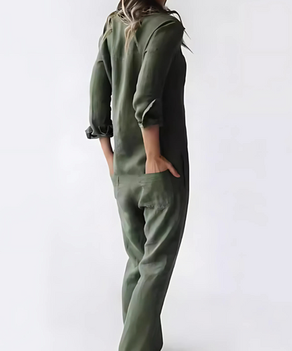 Women's Jumpsuit | Button-Up Collared Utility