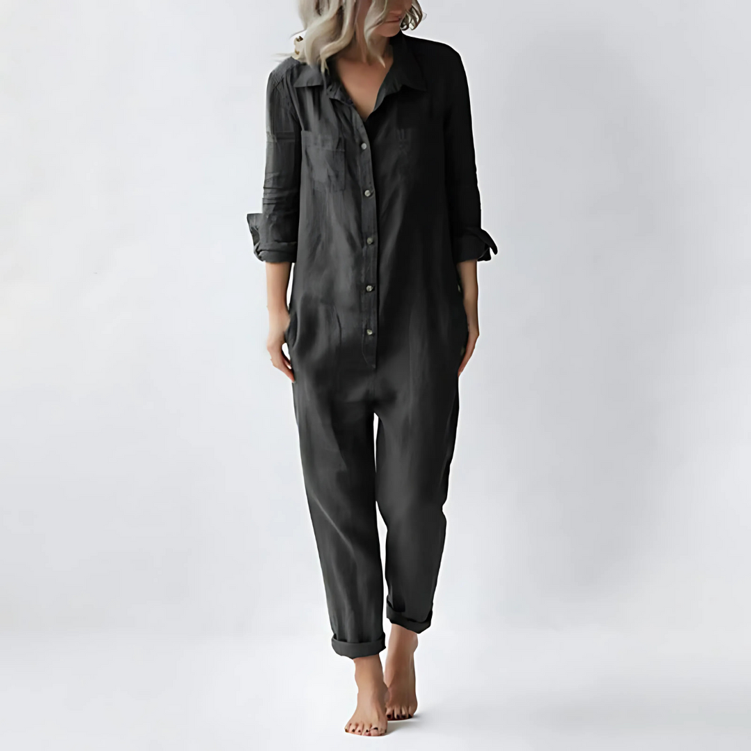 Women's Jumpsuit | Button-Up Collared Utility