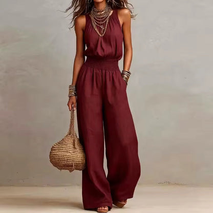 Women's Jumpsuit | Halter Neck Wide Leg & Open Back