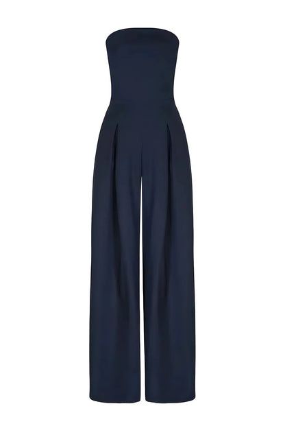 Women's Jumpsuit | Strapless Wide Leg Jumpsuit With A Pleated Front