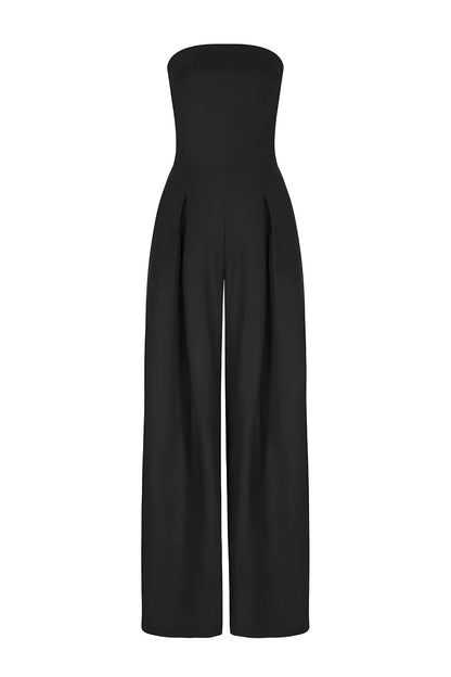 Women's Jumpsuit | Strapless Wide Leg Jumpsuit With A Pleated Front