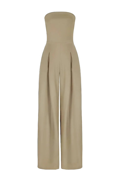 Women's Jumpsuit | Strapless Wide Leg Jumpsuit With A Pleated Front