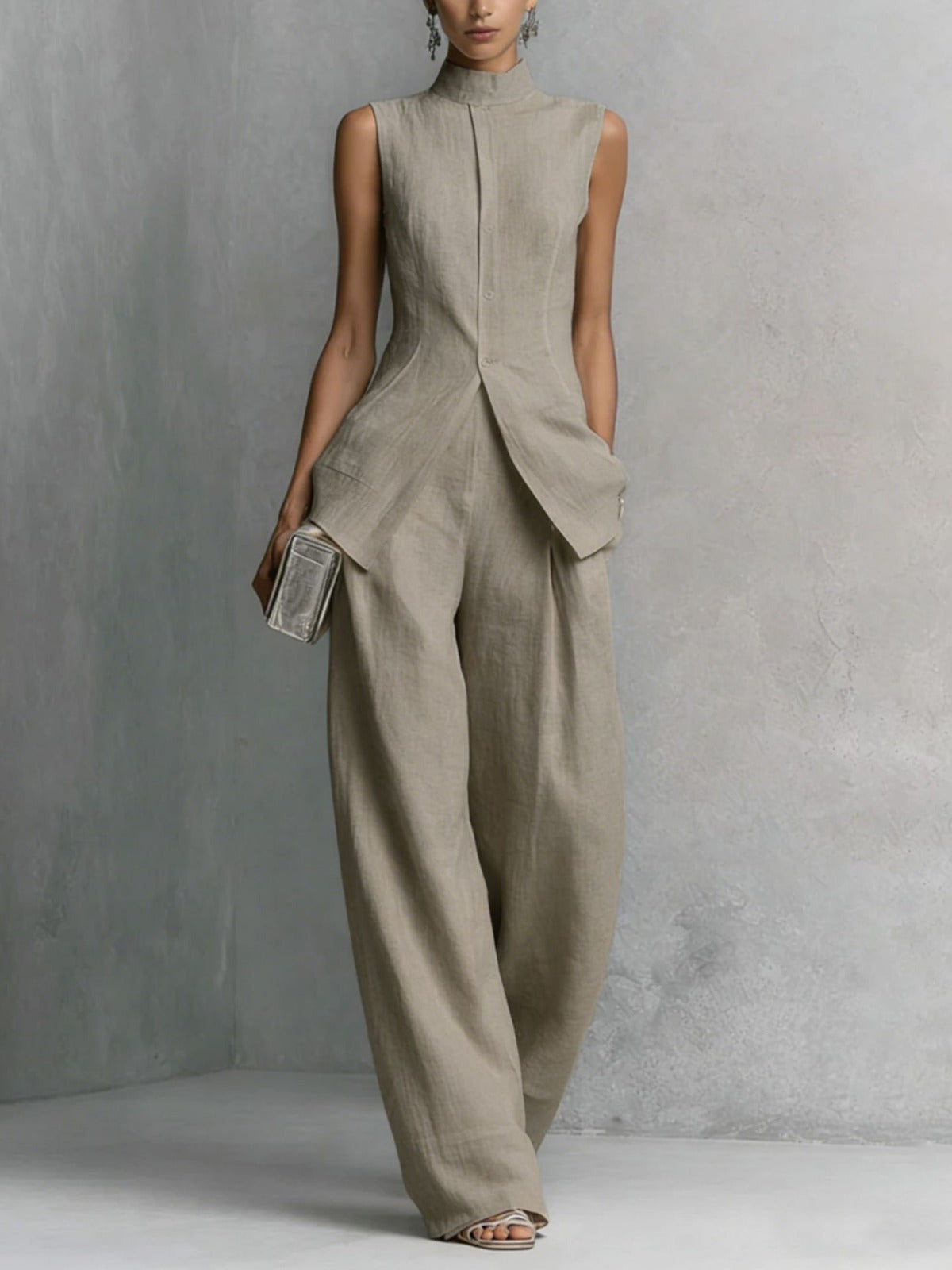 Women's Jumpsuit | Two-Piece High Neck & Wide Leg Set