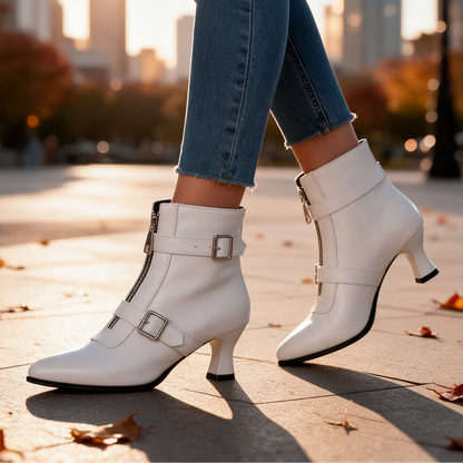 Women's Kitten Heel Zip Boots | Pointed Toe & Steady Step 3