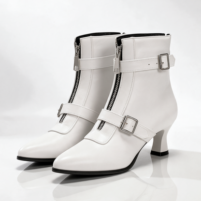 Women's Kitten Heel Zip Boots | Pointed Toe & Steady Step 1